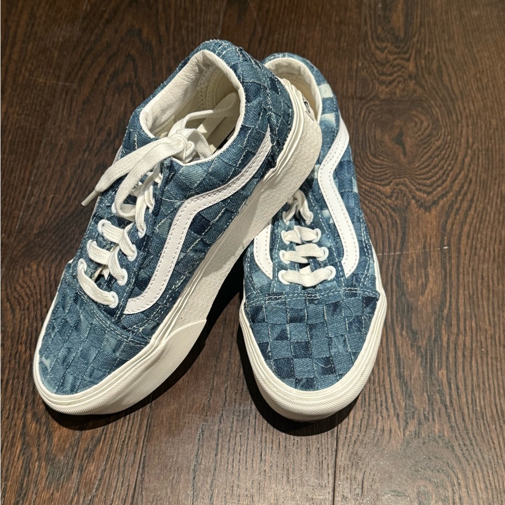 Vans Blue and White Checkered Sneakers